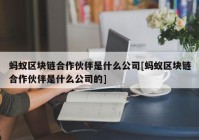 蚂蚁区块链合作伙伴是什么公司[蚂蚁区块链合作伙伴是什么公司的]